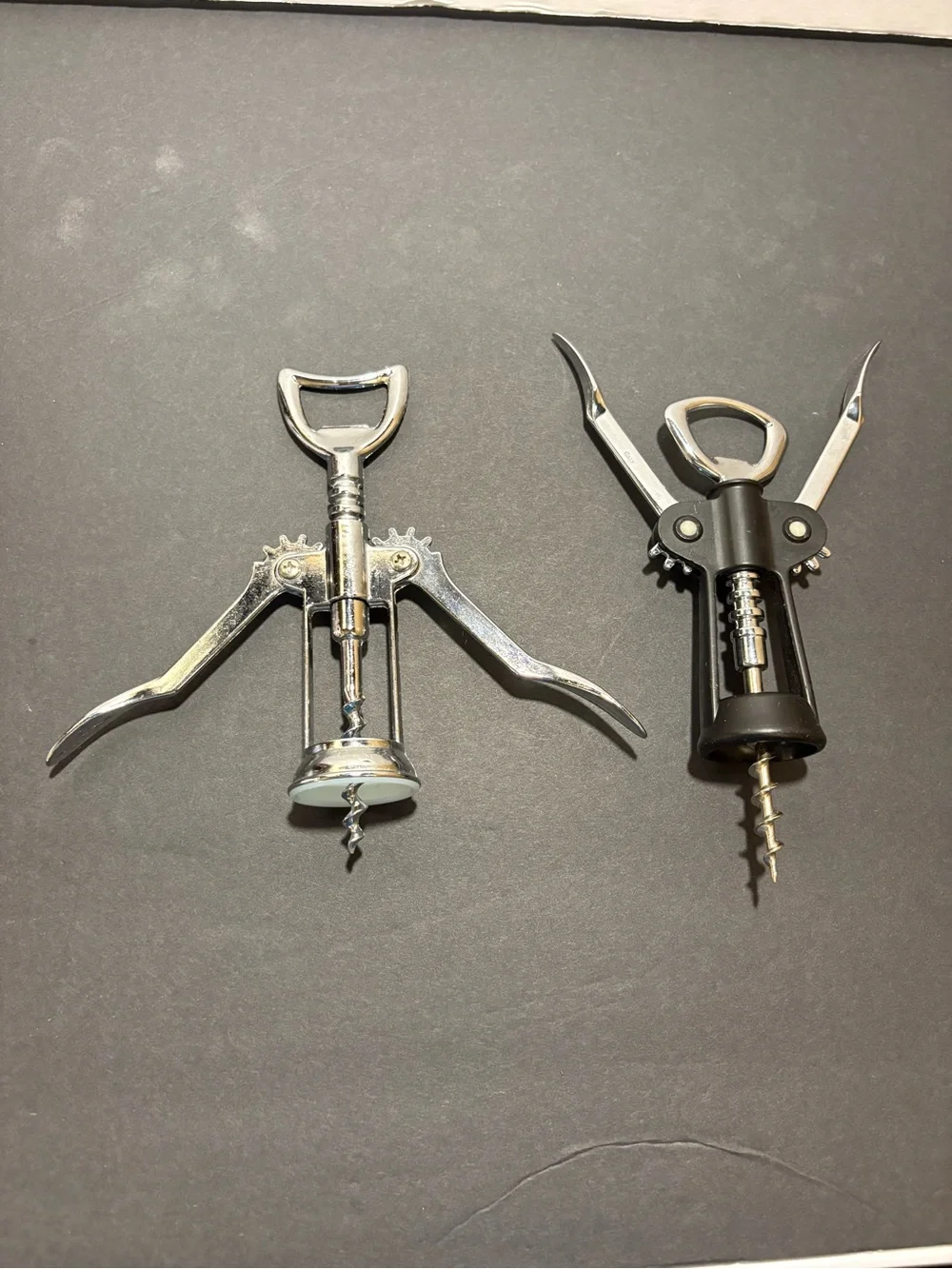 Vintage Italian Style Lot of 2 Metal Winged Corkscrews Wine Bottle Openers